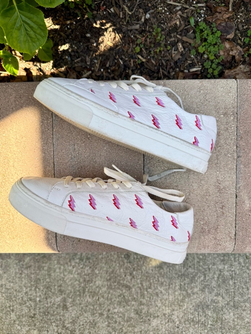 Soludos Leather Embroidered Sneakers, White, 10 Women’s